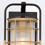 Настенный фонарь цилиндрической формы с рифленым стеклом в золотом каркасе на черном прямоугольном основании Eurofase варинант исполнения - 13 | Loft Concept в Рязани