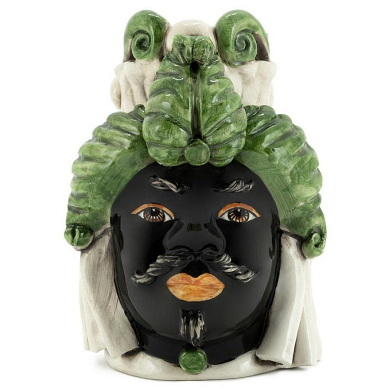 Ваза Vase Moro Man Small Dark Green Черный Зеленый Бежевый Ваза Vase Moro Man Small Dark Green Черный Зеленый Бежевый в Рязани | Loft Concept