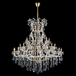 Люстра многоярусная с 53-мя лампочками и прозрачными хрустальными подвесками на основании золотого цвета Crystal lamps варинант исполнения - 2 | Loft Concept в Рязани