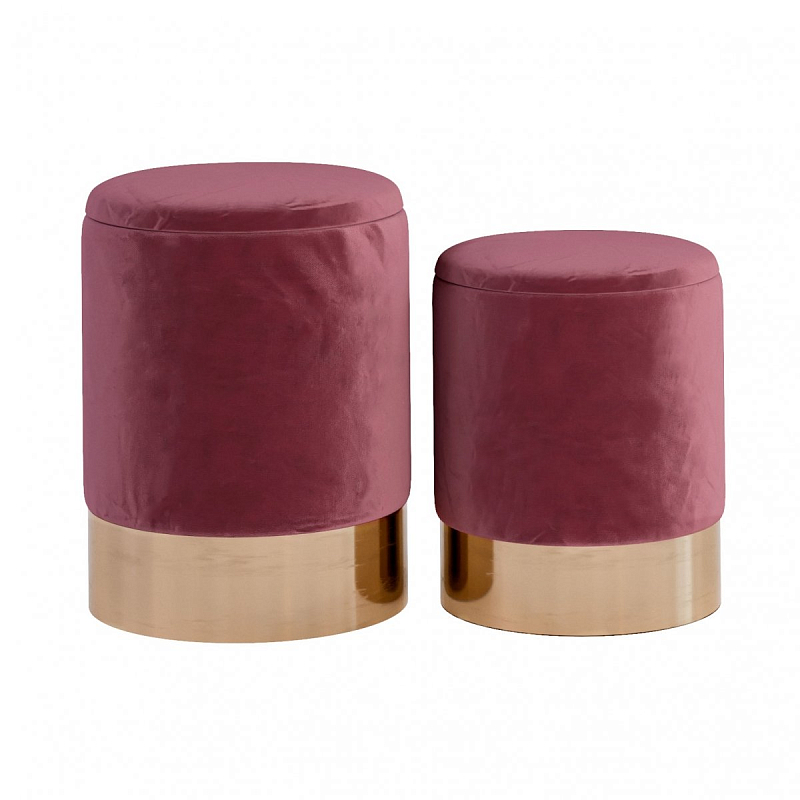Комплект пуфов Golden Belt Burgundy Бургундский красный Золотой Комплект пуфов Golden Belt Burgundy Бургундский красный Золотой в Рязани | Loft Concept