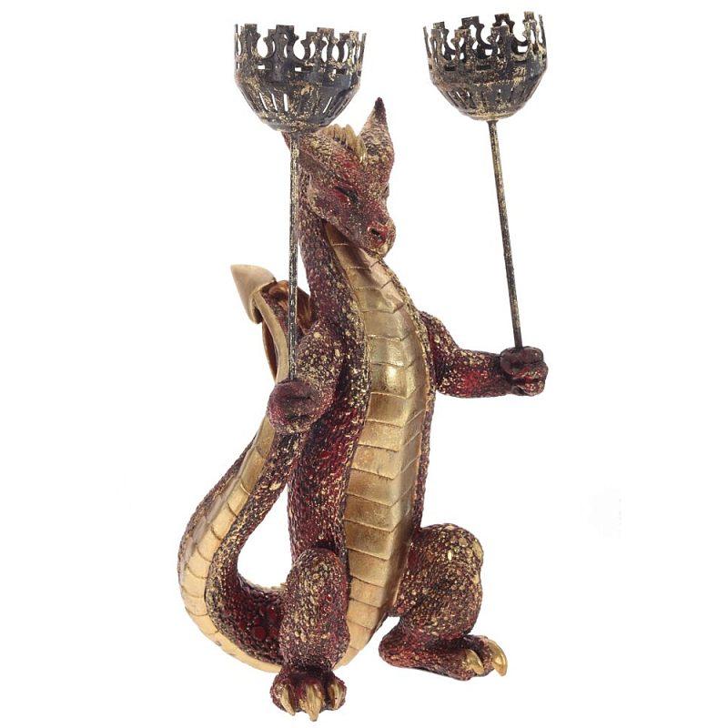 Подсвечник в виде дракона Dragon with Two Candlesticks Red Красный Золотой Подсвечник в виде дракона Dragon with Two Candlesticks Red Красный Золотой в Рязани | Loft Concept