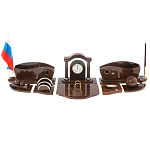 Настольный письменный набор с часами из природного камня обсидиана Competent Leader варинант исполнения - 1 | Loft Concept в Рязани