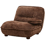 Кресло без подлокотников коричневое ну круглых деревянных ножках Loup Plush Armchair Brown варинант исполнения - 1 | Loft Concept в Рязани