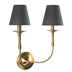 Бра с металлическим основанием бронзового цвета и 2-мя черными конусовидными абажурами Dignity варинант исполнения - 1 | Loft Concept в Рязани