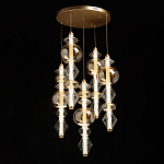 Люстра с плафонами из прозрачного и янтарного стекла в виде шаров и ромбов Gabriel Scott Luna варинант исполнения - 3 | Loft Concept в Рязани