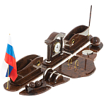 Настольный письменный набор с часами из природного камня обсидиана Competent Leader варинант исполнения - 2 | Loft Concept в Рязани