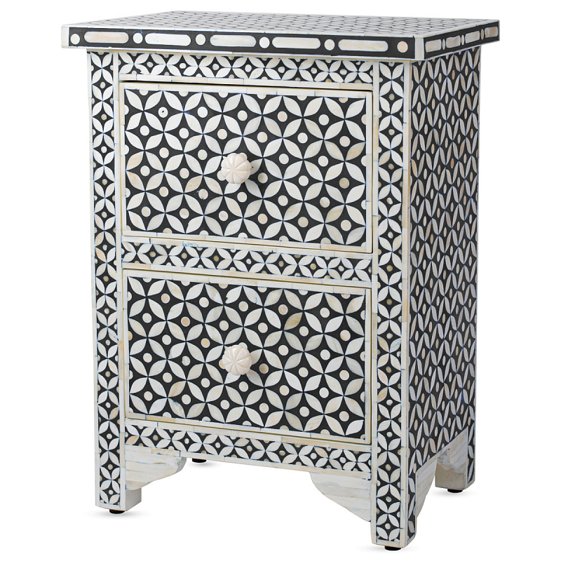 Тумба Neela Bone Inlay Two-drawer Chest Черный ivory ( слоновая кость ) Тумба Neela Bone Inlay Two-drawer Chest Черный ivory ( слоновая кость ) в Рязани | Loft Concept