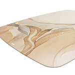 Обеденный стол с прямоугольной бежевой столешницей из стекла на 4-х деревянных ножках Beige Marble варинант исполнения - 4 | Loft Concept в Рязани