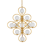 Люстра с закругленным каркасом золотого цвета и белыми плафонами Round Curl варинант исполнения - 2 | Loft Concept в Рязани