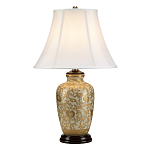 Настольная лампа с фарфоровым основанием с декоративным орнаментом и белым абажуром на темной круглой подставке Elstead Lighting варинант исполнения - 6 | Loft Concept в Рязани