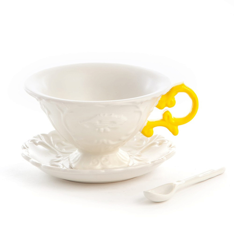 Чайная пара Seletti I-Tea Yellow Белый Желтый Чайная пара Seletti I-Tea Yellow Белый Желтый в Рязани | Loft Concept