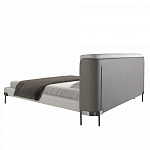 Кровать двуспальная серая с мягким изголовьем из экокожи и ткани Modern Look варинант исполнения - 4 | Loft Concept в Рязани