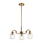 Люстра цвета латунь с 3-мя прозрачными стеклянными плафонами Kichler варинант исполнения - 2 | Loft Concept в Рязани