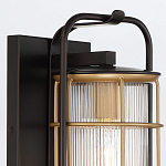 Настенный фонарь цилиндрической формы с рифленым стеклом в золотом каркасе на черном прямоугольном основании Eurofase варинант исполнения - 5 | Loft Concept в Рязани