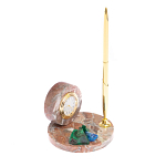 Часы настольные с шариковой металлической ручкой из натурального камня Stone Clock варинант исполнения - 8 | Loft Concept в Рязани
