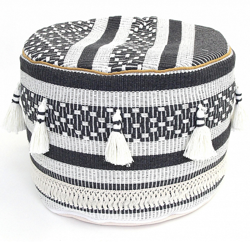 Пуф Black and White Ornament Черный Белый Пуф Black and White Ornament Черный Белый в Рязани | Loft Concept