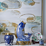 Ваза с насыщенным синим орнаментом и золотой крышкой Blue & White Ornament  варинант исполнения - 1 | Loft Concept в Рязани