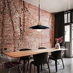 Подвесной светильник с плафоном в форме плоского купола и белой шарообразной лампой Eurofase варинант исполнения - 8 | Loft Concept в Рязани