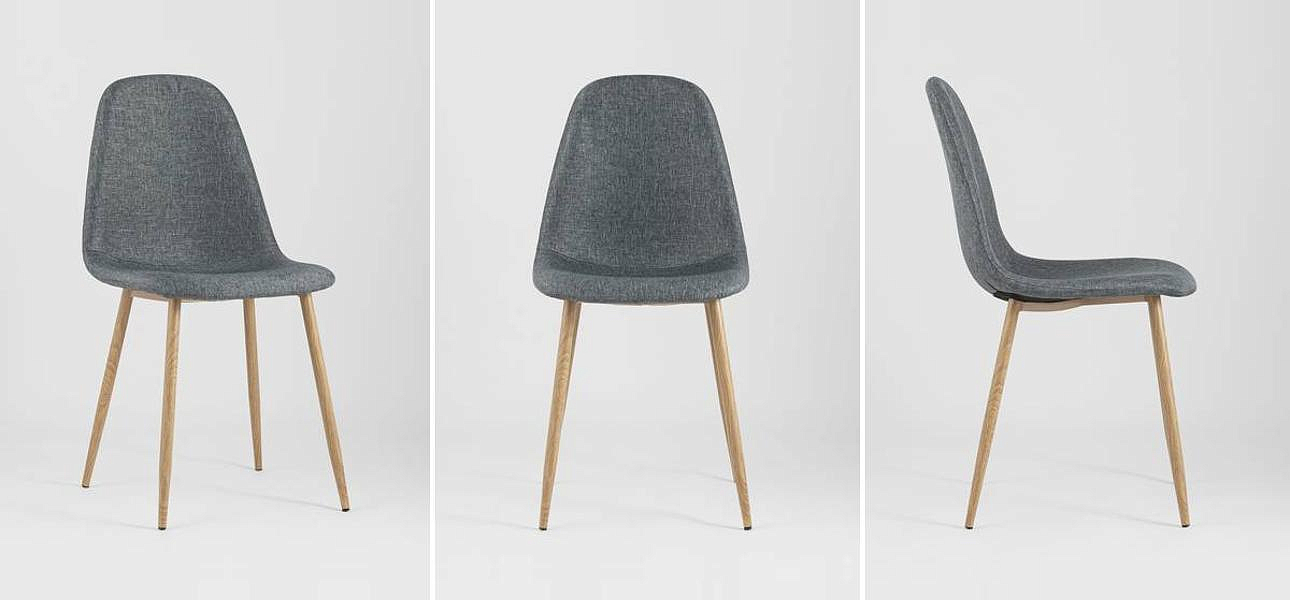 Стул Archie Chair Серая Рогожка Деревянные ножки Стул Archie Chair Серая Рогожка Деревянные ножки - Loft-Concept в Рязани