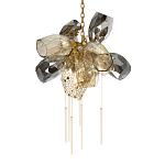 Люстра подвесная со стеклянными плафонами из дымчатого и золотистого с шестью вертикальными подвесками Gilded Mirage  варинант исполнения - 7 | Loft Concept в Рязани