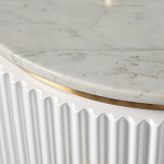 Тумбочка белая круглая с мраморной столешницей Thoroughbass варинант исполнения - 1 | Loft Concept в Рязани