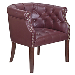 Кресло низкое из натуральной кожи на 4-х деревянных ножках из массива бука Chloe Leather Armchair vine варинант исполнения - 1 | Loft Concept в Рязани