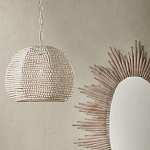 Подвесной светильник в форме купола с декором из круглых деревянных бусин White Wooden Beads Chandelier варинант исполнения - 4 | Loft Concept в Рязани