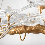 Люстра подвесная линейная с прозрачными стеклянными птичками на ветвях Serip Voa варинант исполнения - 10 | Loft Concept в Рязани