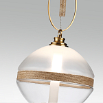 Подвесной светильник с круглым прозрачным плафоном и декоративной каменной вставкой Tectona  варинант исполнения - 5 | Loft Concept в Рязани