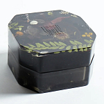 Шкатулка из эпоксидной смолы с цветами черная Epoxy Resin Square Box Black варинант исполнения - 5 | Loft Concept в Рязани