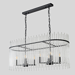 Люстра подвесная овальная со стеклянными прозрачными трубками и металлическим каркасом черного цвета Nembus варинант исполнения - 4 | Loft Concept в Рязани