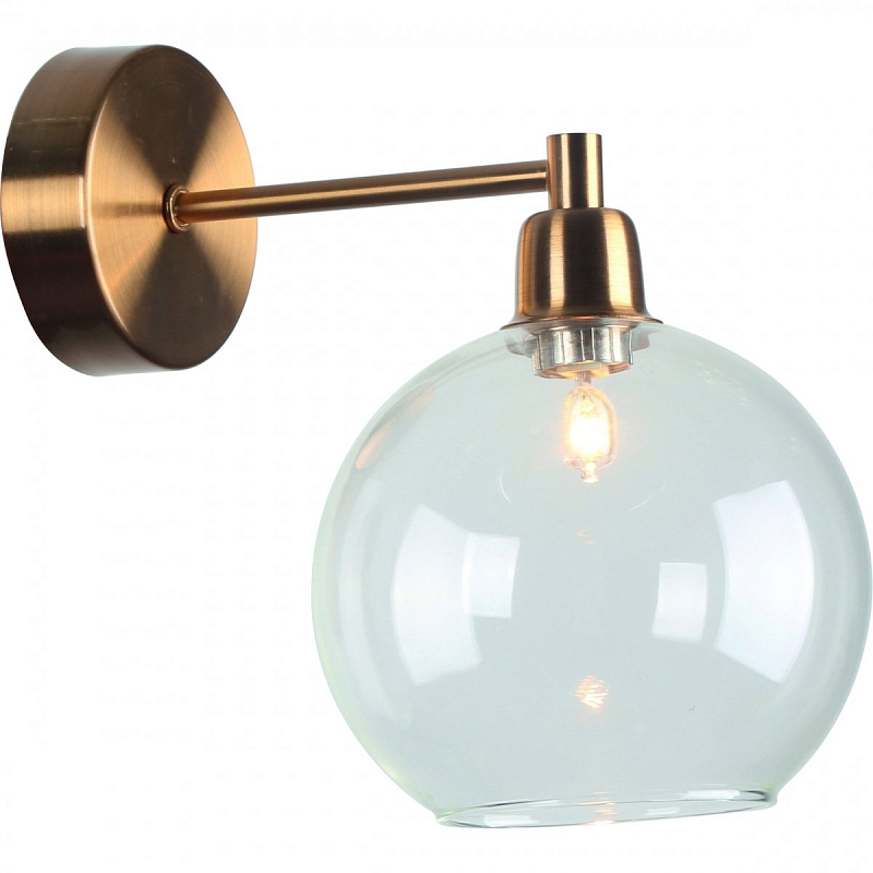 Бра Clear Glass Sphere Cloche Gold Бронза Бра Clear Glass Sphere Cloche Gold Бронза в Рязани | Loft Concept
