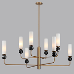 Люстра на штанге с 8-ю цилиндрическими матовыми плафонами и шарами из камня Orb Essence варинант исполнения - 6 | Loft Concept в Рязани