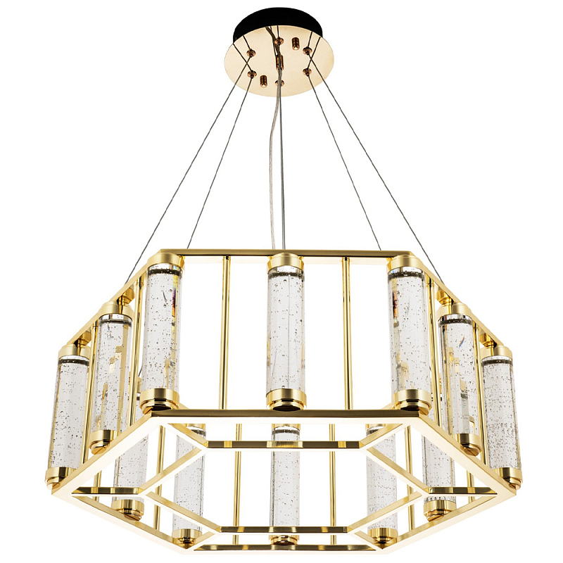 Люстра в форме шестиугольника с хрустальным декором Agace Crystal Chandelier Золотой Прозрачный Люстра в форме шестиугольника с хрустальным декором Agace Crystal Chandelier Золотой Прозрачный в Рязани | Loft Concept