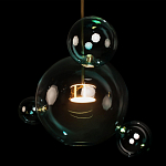 Подвесной светильник с прозрачными бирюзовыми стеклянными шарами и золотыми деталями Диаметр 43 Giopato & Coombes варинант исполнения - 6 | Loft Concept в Рязани