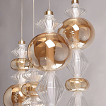Люстра с плафонами из прозрачного и янтарного стекла в виде шаров и ромбов Gabriel Scott Luna варинант исполнения - 7 | Loft Concept в Рязани