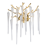 Бра золотого цвета с разветвленными ветвями и длинными прозрачными подвесками в форме стеклянных сосулек Droplet Chandelier варинант исполнения - 1 | Loft Concept в Рязани