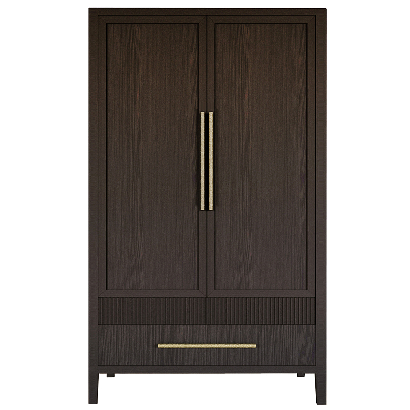 Шкаф платяной Primo с выдвижными ящиками шпон Темный орех Темный дуб Золотой в Рязани | Loft Concept 