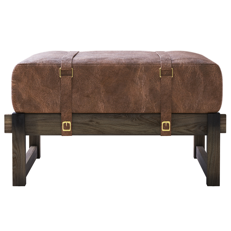 Пуф Duncan винтажная коричневая кожа  Коричневый винтаж в Рязани | Loft Concept 