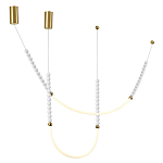 Подвесной светильник с 3-мя изогнутыми плафонами и белыми декоративными шариками PEARLS Suspension варинант исполнения - 4 | Loft Concept в Рязани