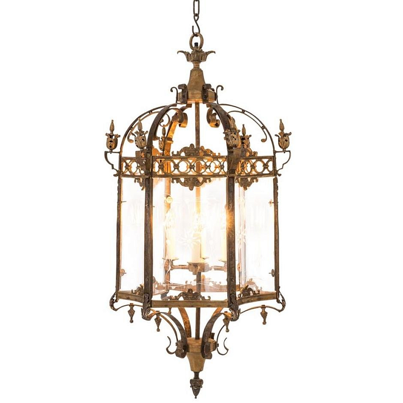 Люстра Eichholtz Lantern Place Des Vosges Латунь Прозрачное Стекло Люстра Eichholtz Lantern Place Des Vosges Латунь Прозрачное Стекло в Рязани | Loft Concept