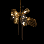 Люстра подвесная со стеклянными плафонами из дымчатого и золотистого с тремя вертикальными подвесками Gilded Mirage  варинант исполнения - 4 | Loft Concept в Рязани