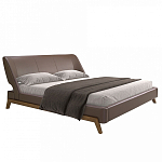 Кровать двуспальная с изголовьем из экокожи шоколадно-коричневого цвета Modern Look варинант исполнения - 1 | Loft Concept в Рязани