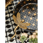 Блюдо черного цвета из фрафора на бронзовых ножках в виде стрекоз Eden Garden варинант исполнения - 5 | Loft Concept в Рязани