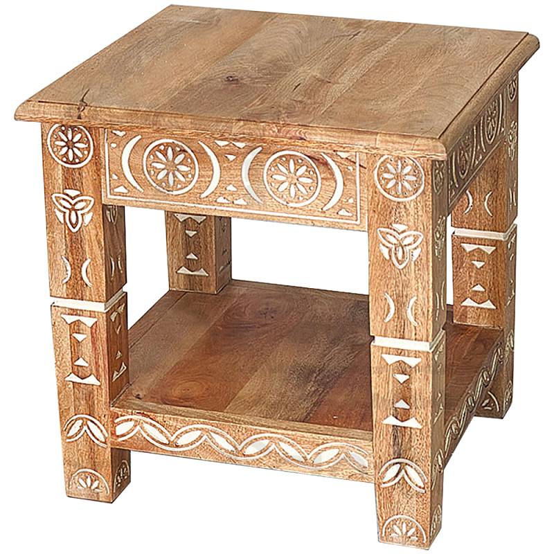 Кофейный стол из массива манго с резьбой Vallez Grey Mango Coffee Table Древесина Белый Кофейный стол из массива манго с резьбой Vallez Grey Mango Coffee Table Древесина Белый в Рязани | Loft Concept