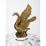 Конфетница из прозрачного рельефного стекла с ручками в виде стрекоз и фигуркой лебедя Eden Garden варинант исполнения - 3 | Loft Concept в Рязани