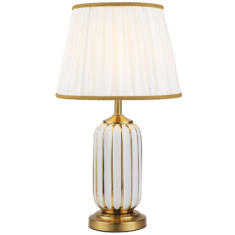 Настольная лампа с абажуром Terenzio White Table Lamp Белый Золотой Настольная лампа с абажуром Terenzio White Table Lamp Белый Золотой в Рязани | Loft Concept