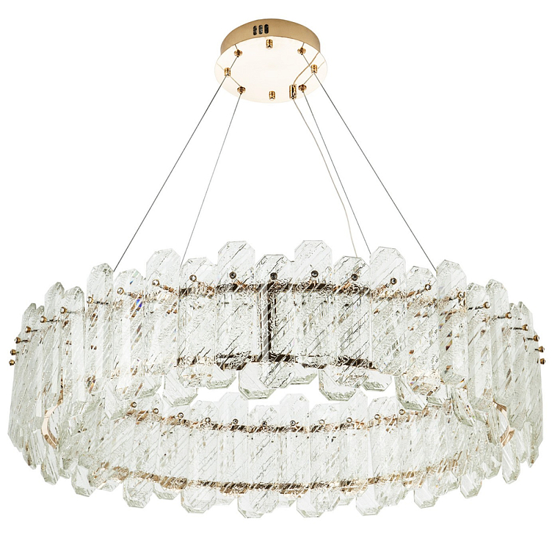 Круглая люстра с декором из рельефного стекла Cassian Relief Glass Chandelier 80 Золотой Прозрачное Стекло Круглая люстра с декором из рельефного стекла Cassian Relief Glass Chandelier 80 Золотой Прозрачное Стекло в Рязани | Loft Concept