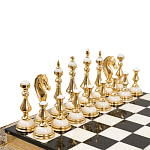 Шахматы из бронзы и натуральных камней Долерит и Мрамор с гравировкой Decorative Thematic Chess варинант исполнения - 2 | Loft Concept в Рязани