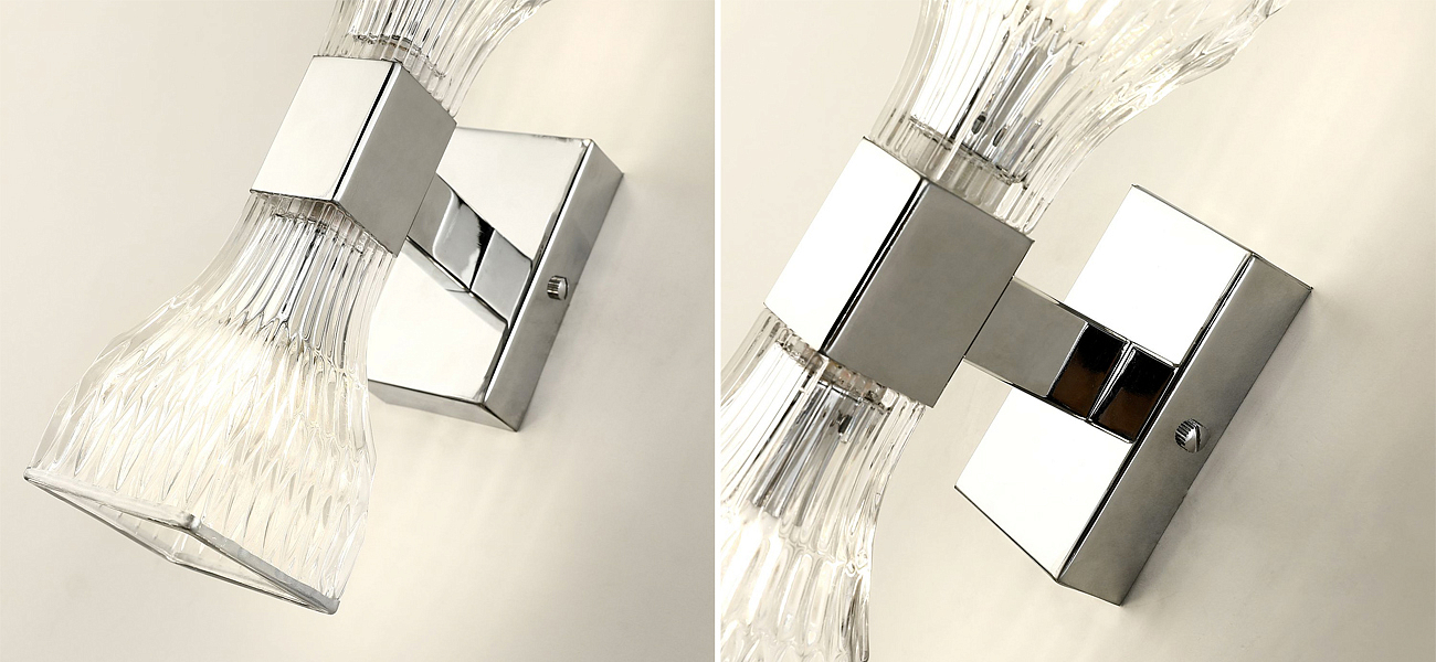Бра с двумя плафонами из рельефного стекла GLASS HORN Chrome Бра с двумя плафонами из рельефного стекла GLASS HORN Chrome - Loft-Concept в Рязани